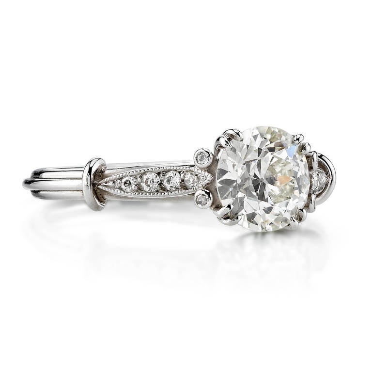 1.08ct H/VS1 EGL certified old European cut diamond set in a handcrafted platinum mounting.