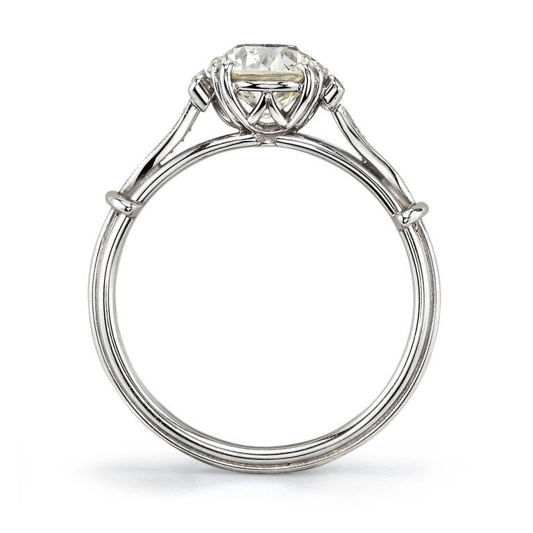 Old European Cut Diamond Solitaire Engagement Ring In New Condition In Los Angeles, CA