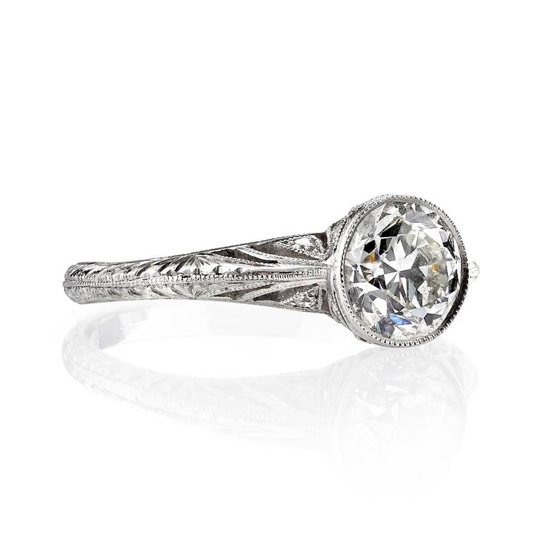 1.19ct H/VS2 EGL certified old European cut diamond set in a handcrafted platinum mounting.