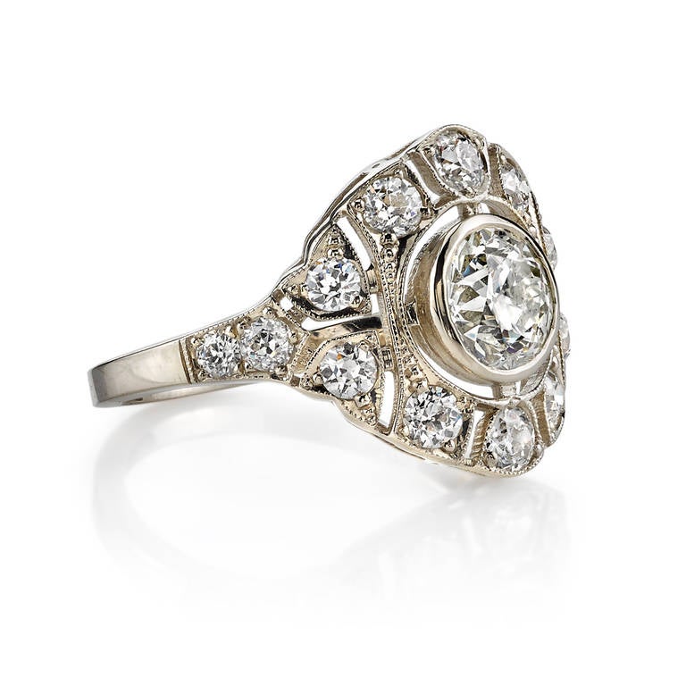1.17ct K/VS1 old Mine cut diamond EGL certified and set in an 18kt white gold handcrafted 