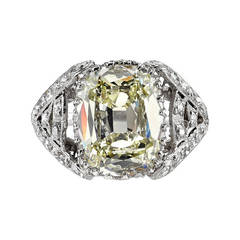 Incredible 5.38ct Vintage Cushion Cut Diamond Engagement Ring c1920