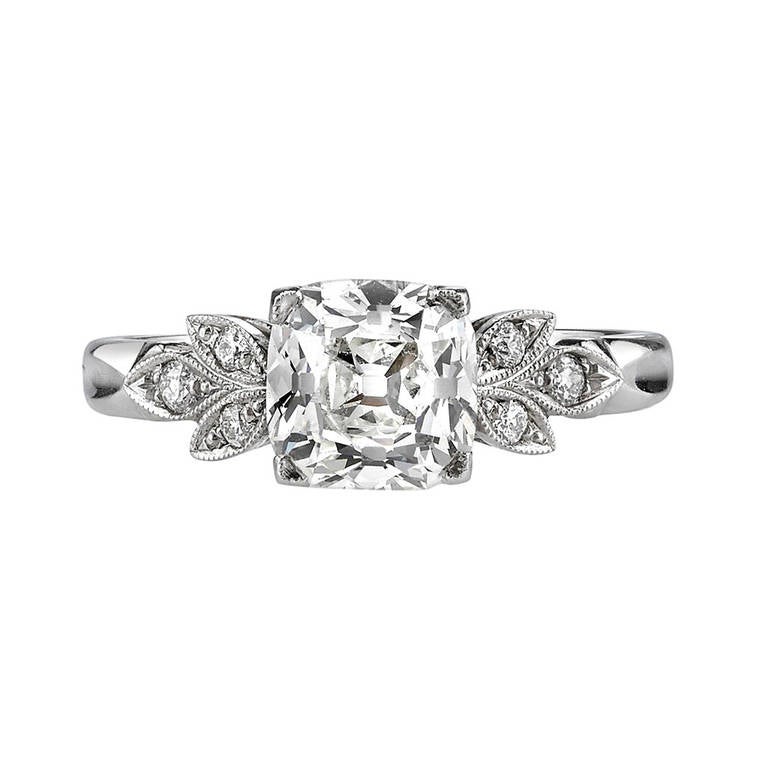 Cushion Cut Diamond Engagement Ring For Sale at 1stdibs
