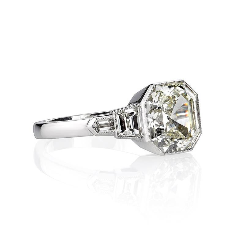 Classic and Sleek Asscher Cut Diamond Platinum Engagement Ring