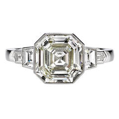 Classic and Sleek Asscher Cut Diamond Platinum Engagement Ring