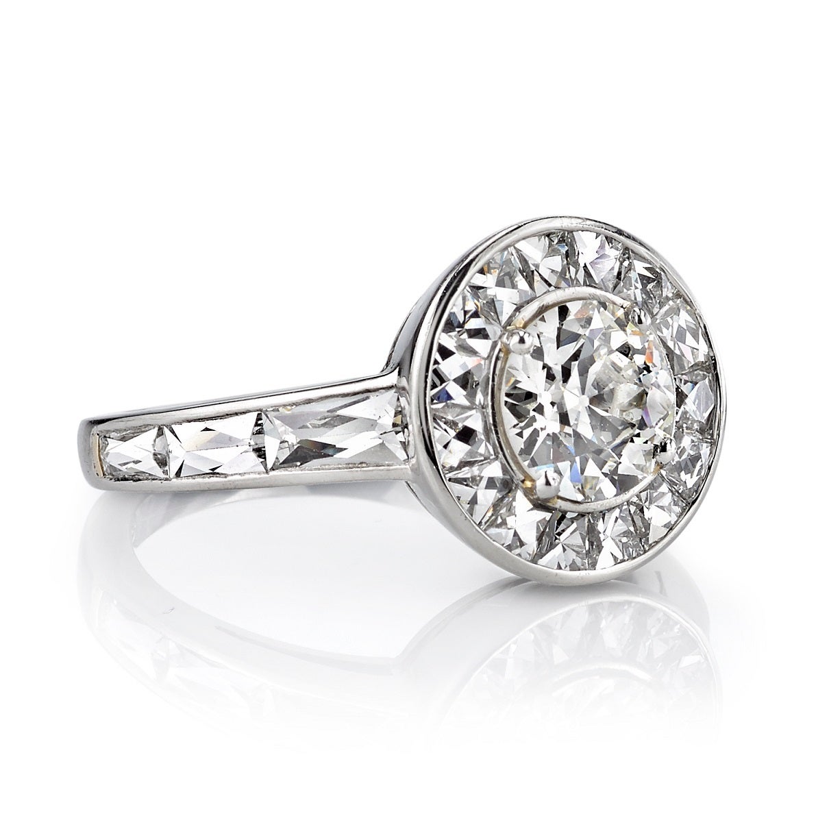 1.01ct K/SI1 GIA certified old European cut diamond set in a handcrafted platinum mounting.