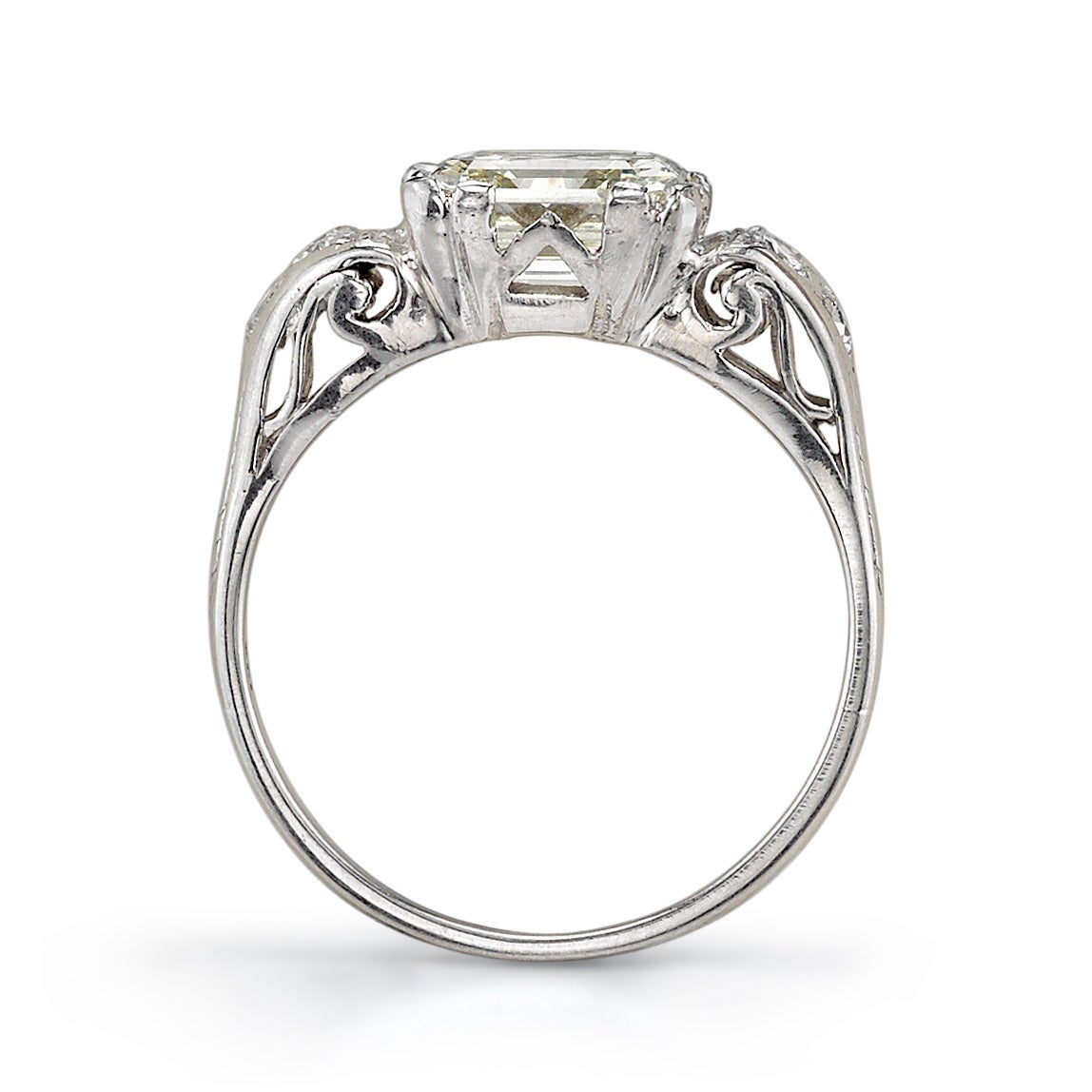 Art Deco 2.38ct Vintage Asscher Cut Diamond Engagement Ring