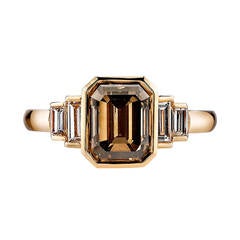 Brown Emerald Cut Diamond Engagement Ring 9
