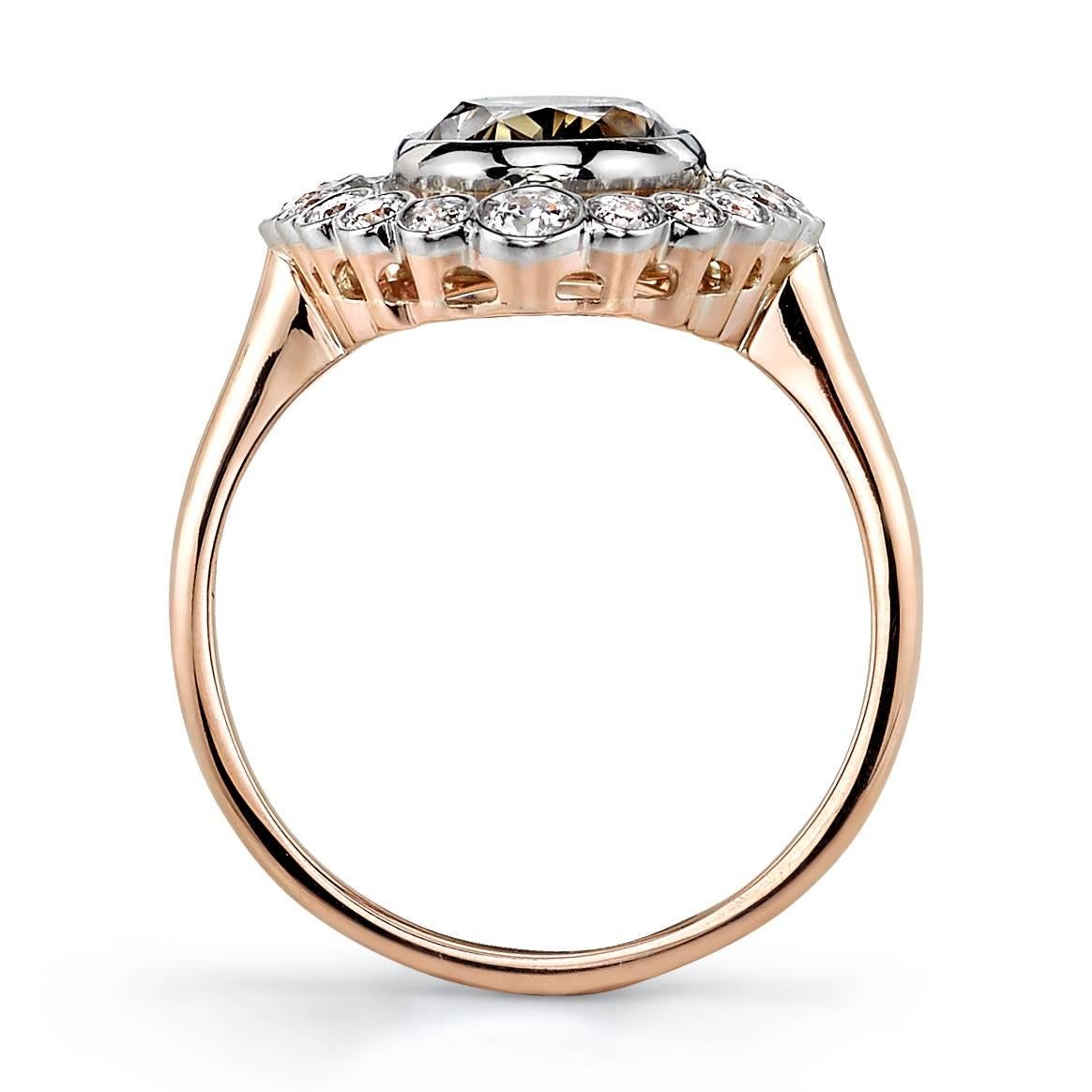 Beautiful 2.41 Carat Brown Oval Cut Diamond gold platinum Engagement Ring In New Condition In Los Angeles, CA
