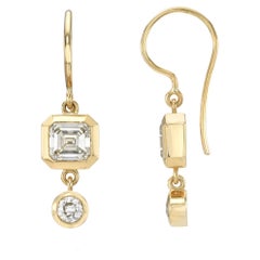 Handcrafted Paloma Asscher Cut Diamond Double Drop Earrings by Single Stone