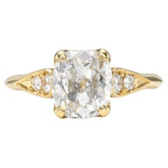 Handcrafted Amanda Antique Cushion Cut Diamond Ring by Single Stone