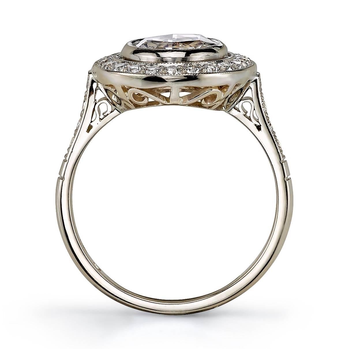 Art Deco Rose Cut Diamond White Gold Engagement Ring