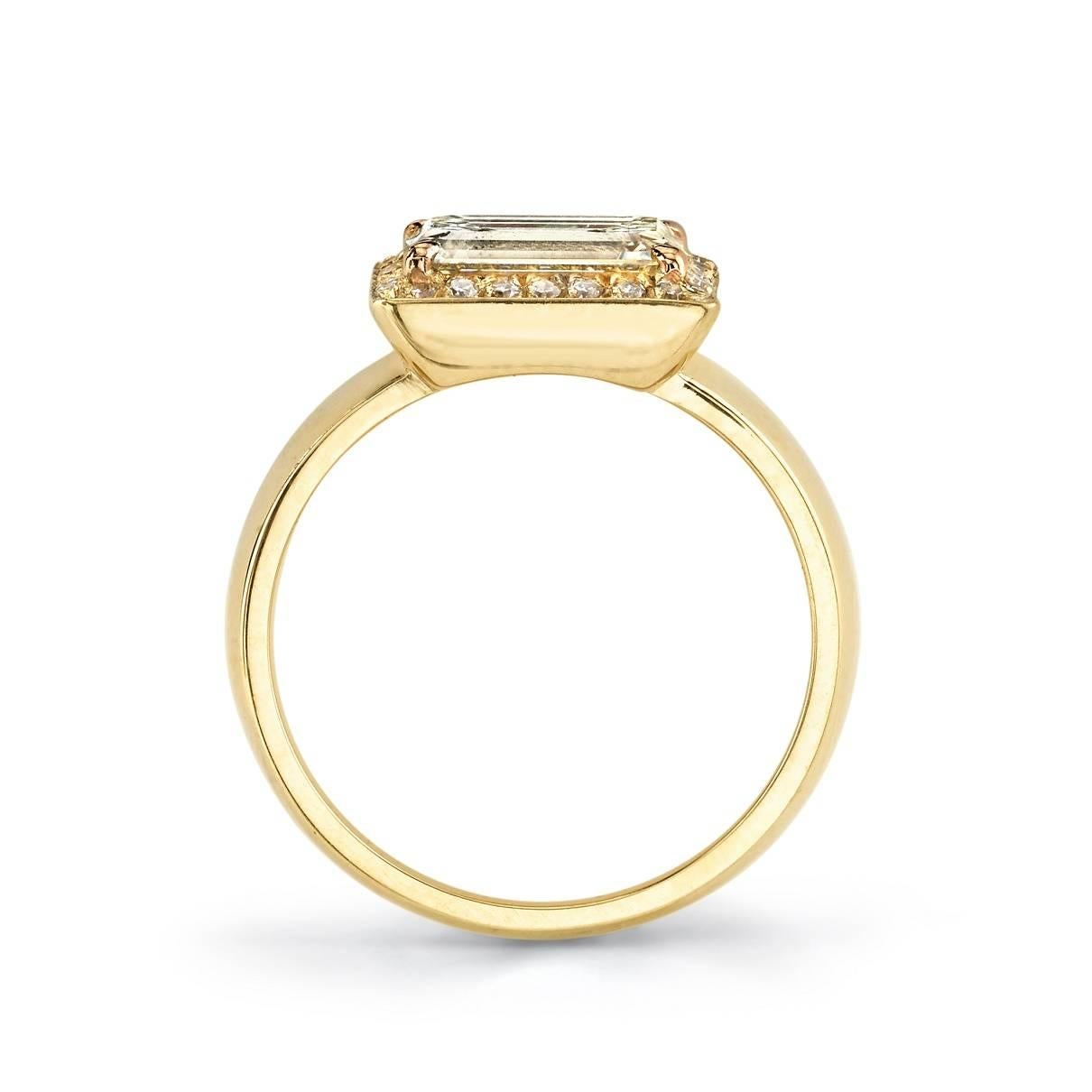 Contemporary Emerald Cut Diamond Yellow Gold Ring