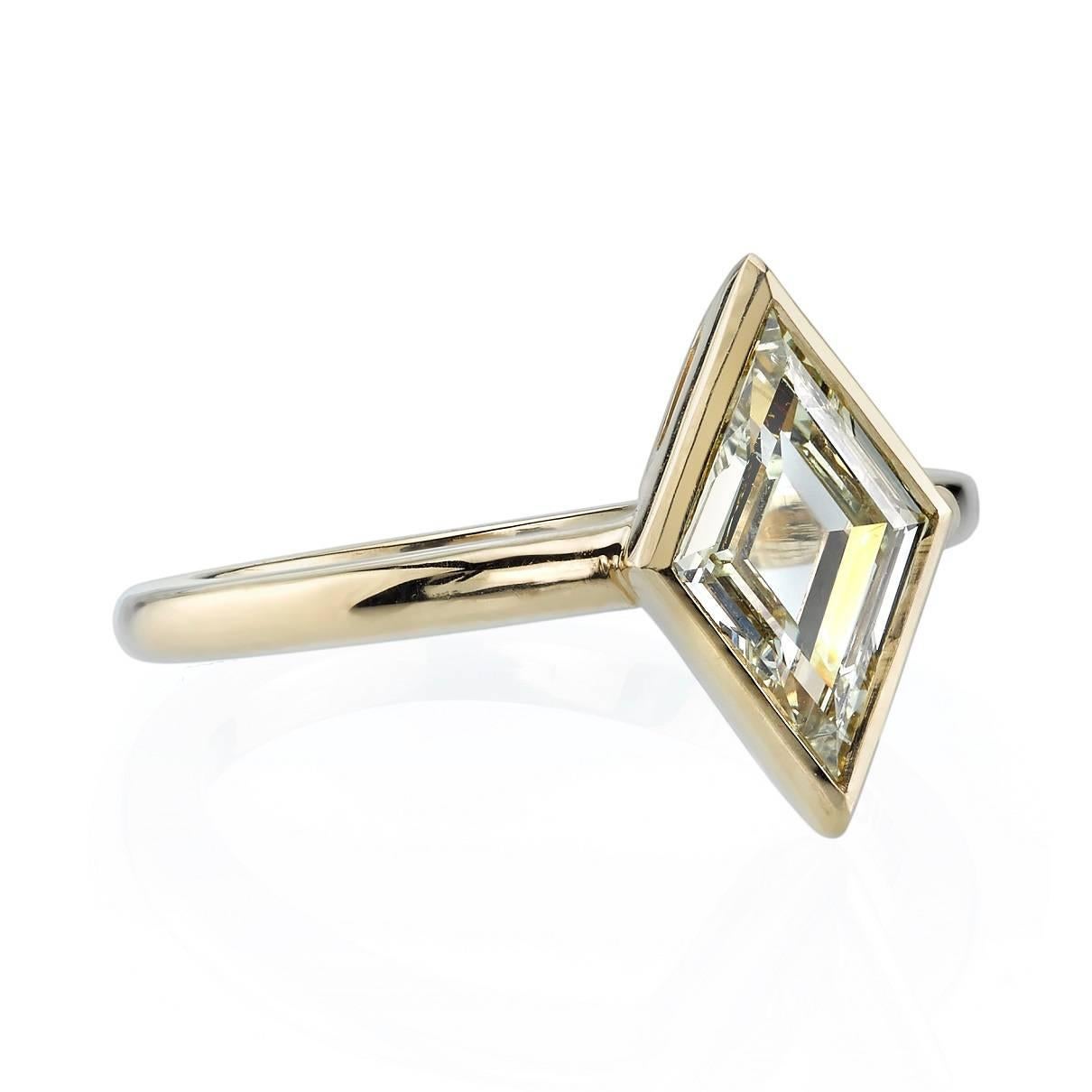 1.03ct OP/VS2 Lozenge cut diamond set in a handcrafted 18k yellow gold mounting.  