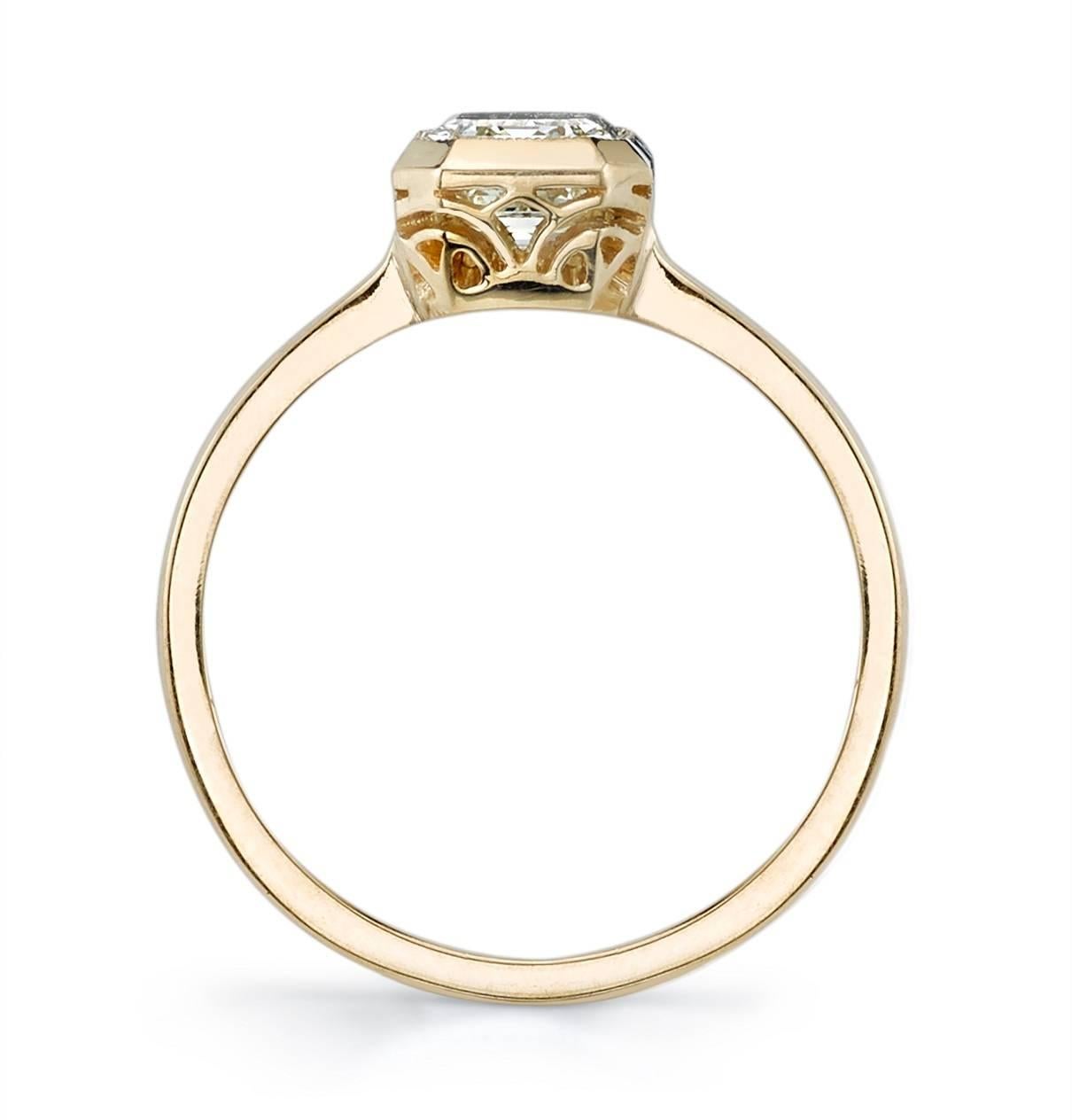 Art Deco Yellow Gold Emerald Cut Diamond Engagement Ring