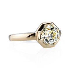 1.73 Carat Old European Cut Diamond Set in an Octagonal Yellow Gold Setting