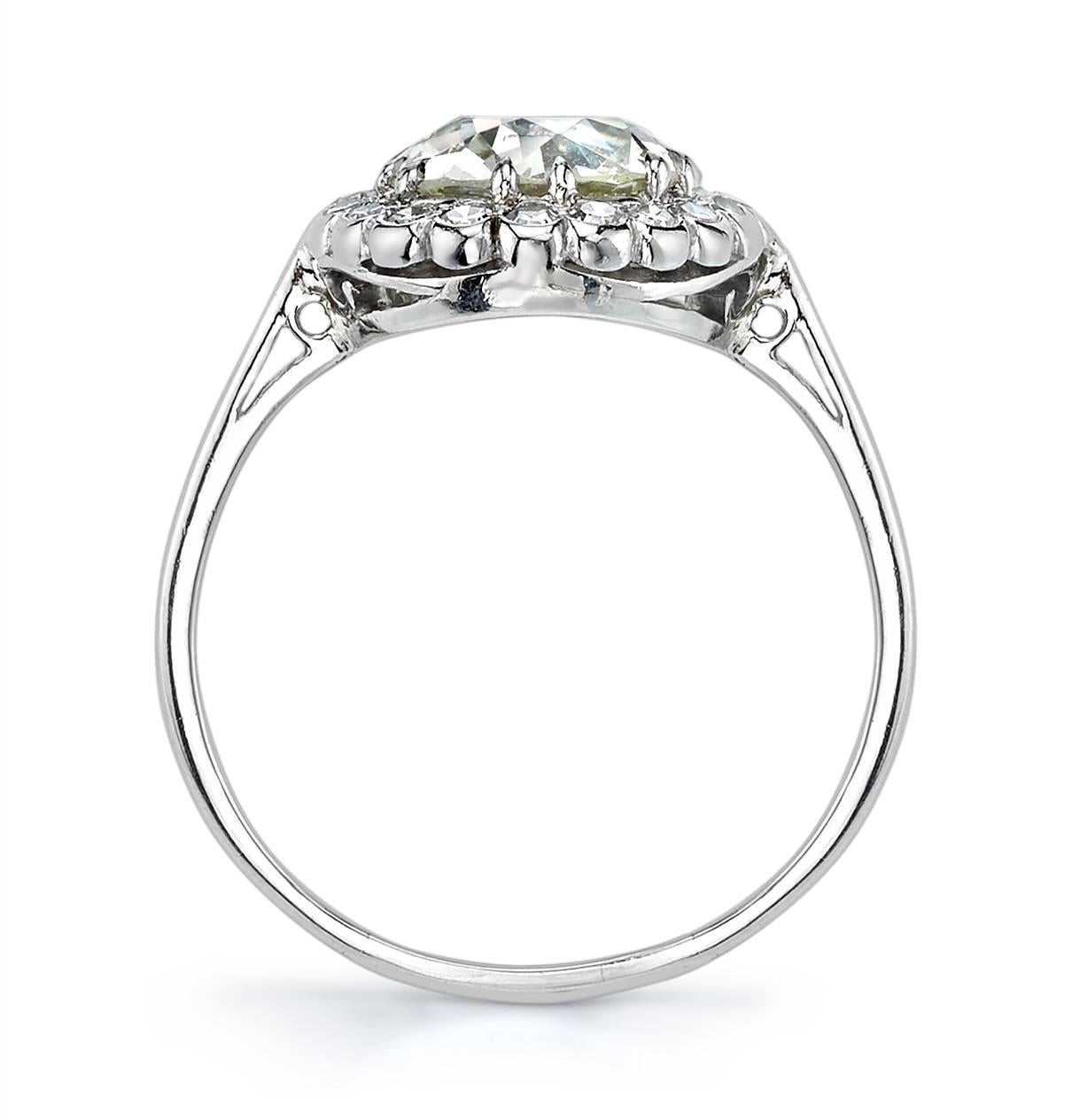 Art Deco Vintage Platinum Old European Cut Diamond Engagement Ring