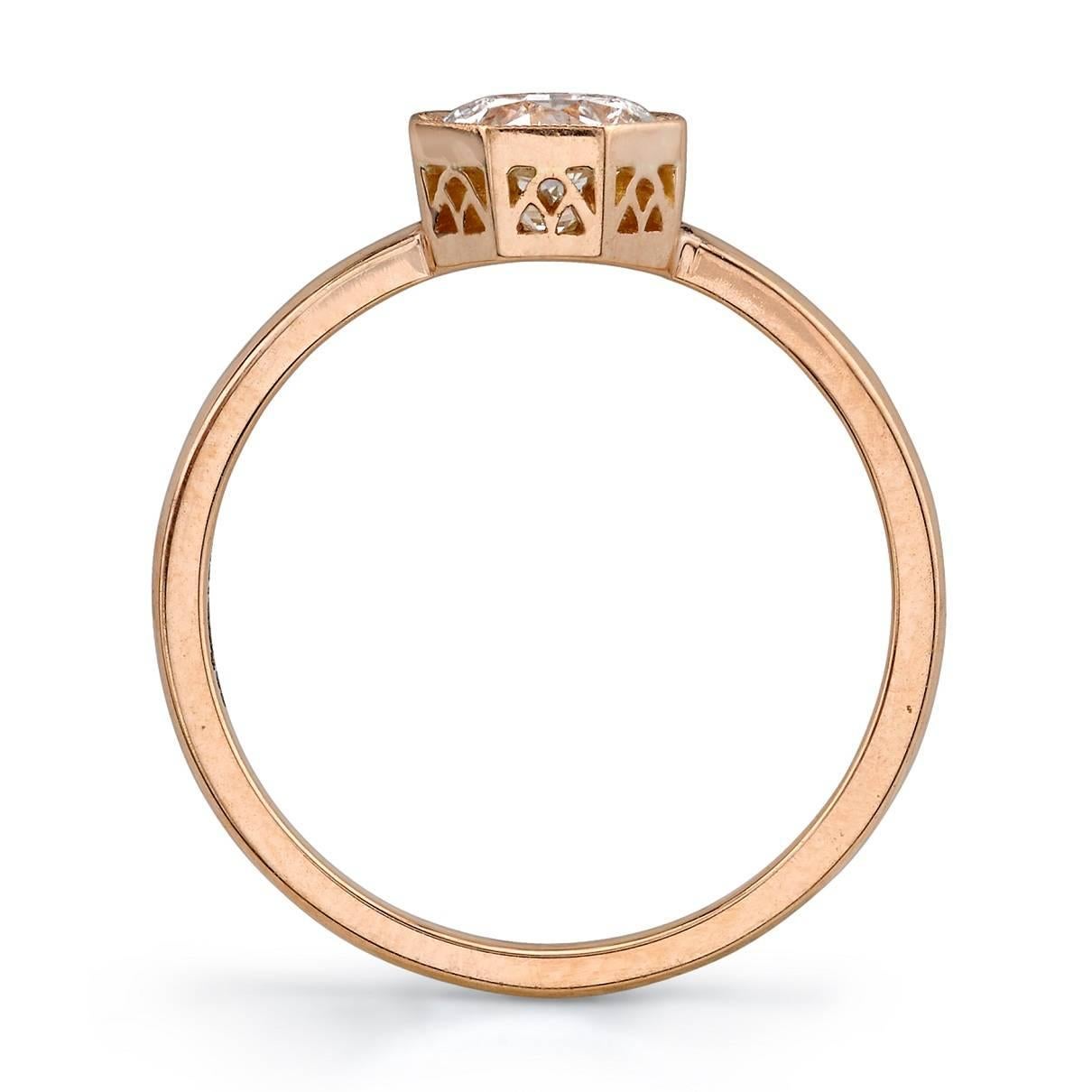 Art Deco GIA Certified Old European Cut Diamond Rose Gold Engagement Ring