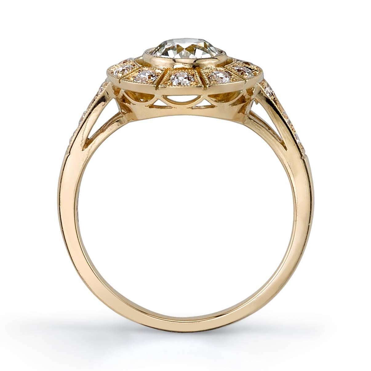 Art Deco Old European Cut Diamond Yellow Gold Engagement Ring