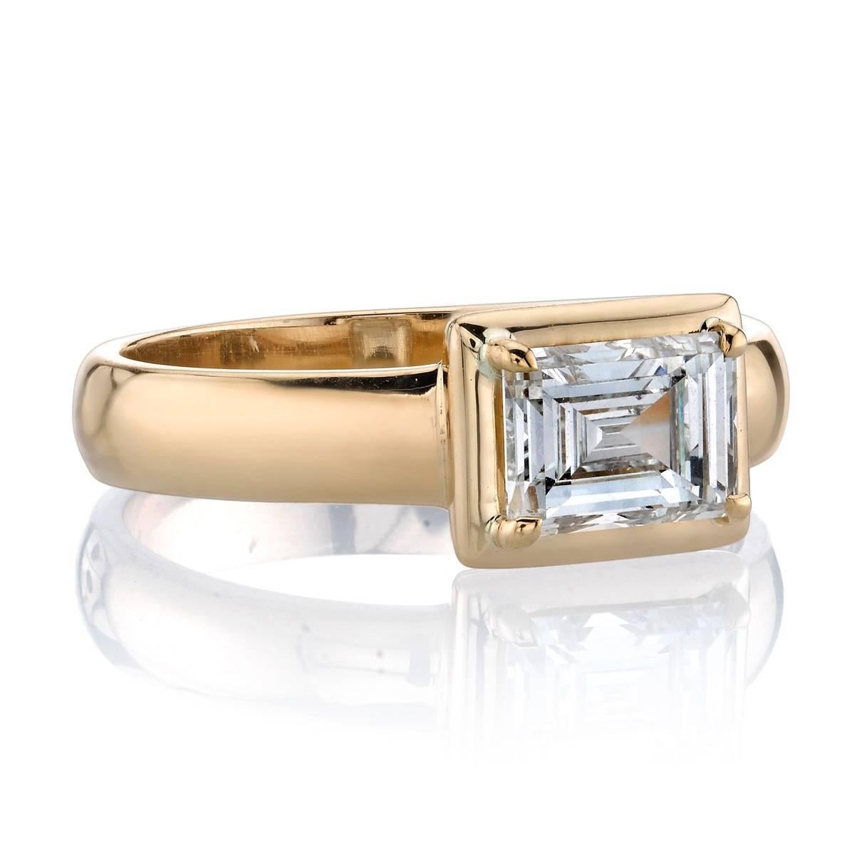 1.08ctw H/SI2 EGL certified Carré cut diamond prong set in a handcrafted 18k yellow gold mounting. 


