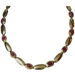 Matching Ruby Gold Necklace and Bracelet