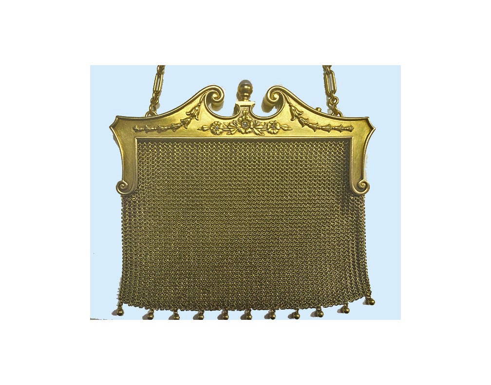 Art Nouveau Gold Diamond Pearl Purse Bag 2