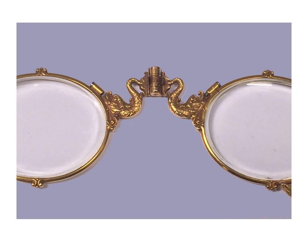 1900 Art Nouveau Gold Lorgnette In Good Condition In Toronto, ON