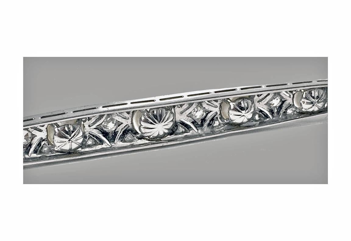Art Deco 1920s Diamond Pearl Platinum Brooch