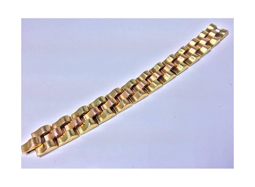 1940s Retro Two Color Gold Bracelet In Good Condition In Toronto, ON