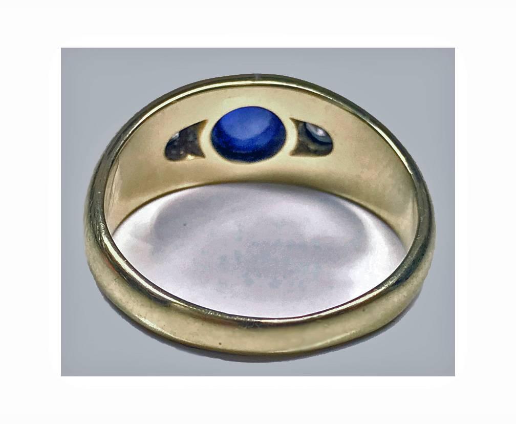 Women's or Men's 1940s Sapphire Diamond Gold Ring