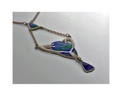 Kunst & Kunsthandwerk Jugendstil Emaille Sterling Halskette Charles Horner:: 1910