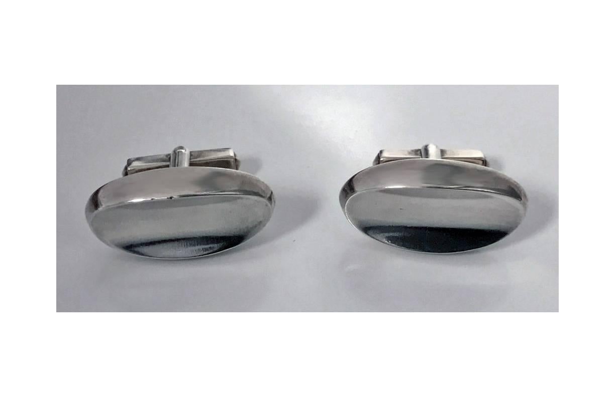 1950s Scandinavian Modernist Sterling Cufflinks In Good Condition For Sale In Toronto, ON
