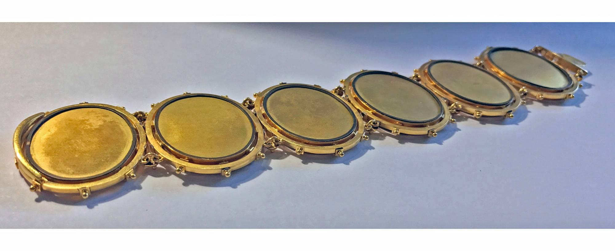 Antique 18K Pietra Dura large Bracelet, Italian C.1875 1