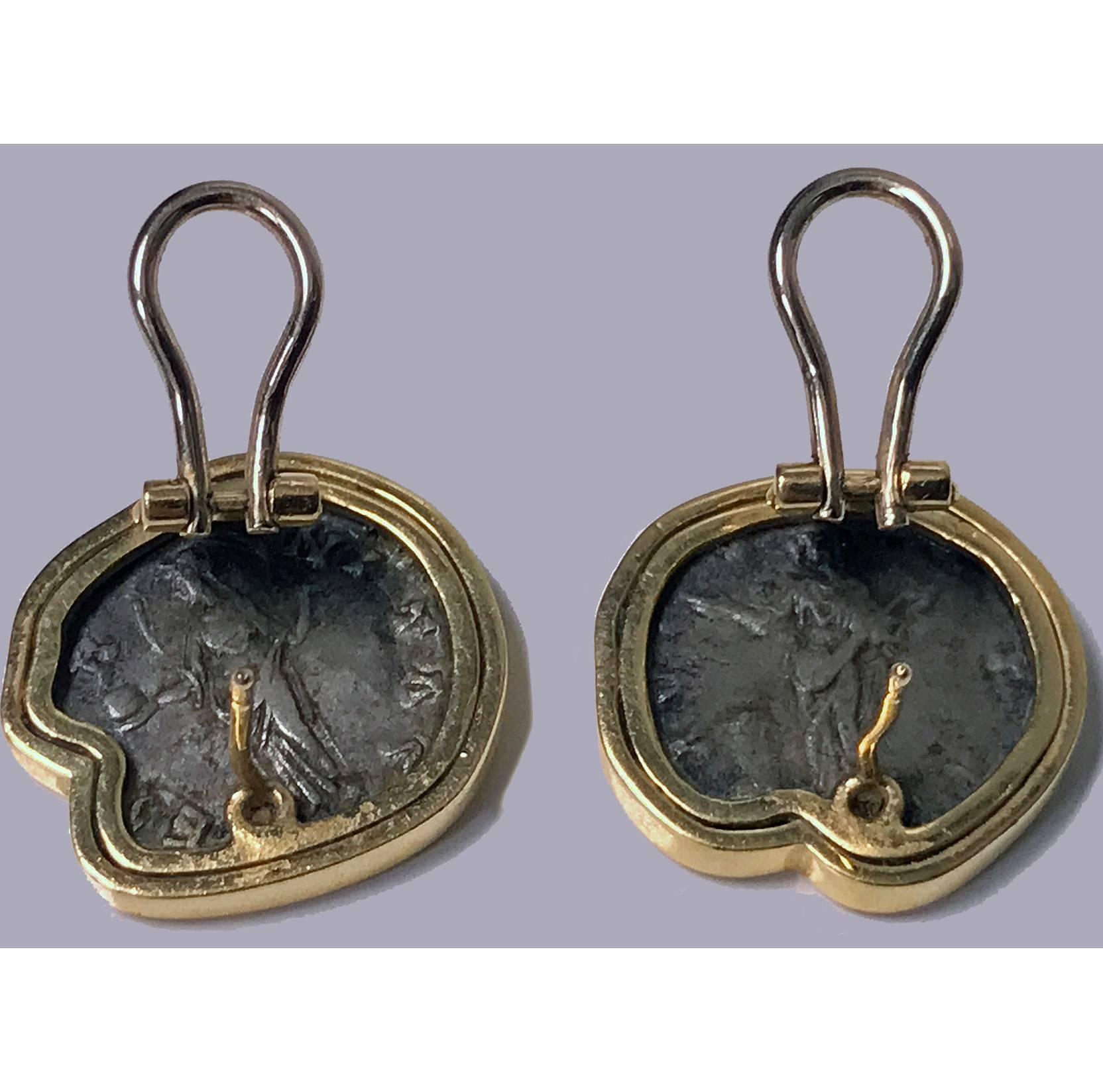 18 Karat Custom Mounted Ancient Coin Earrings, circa 1990 1