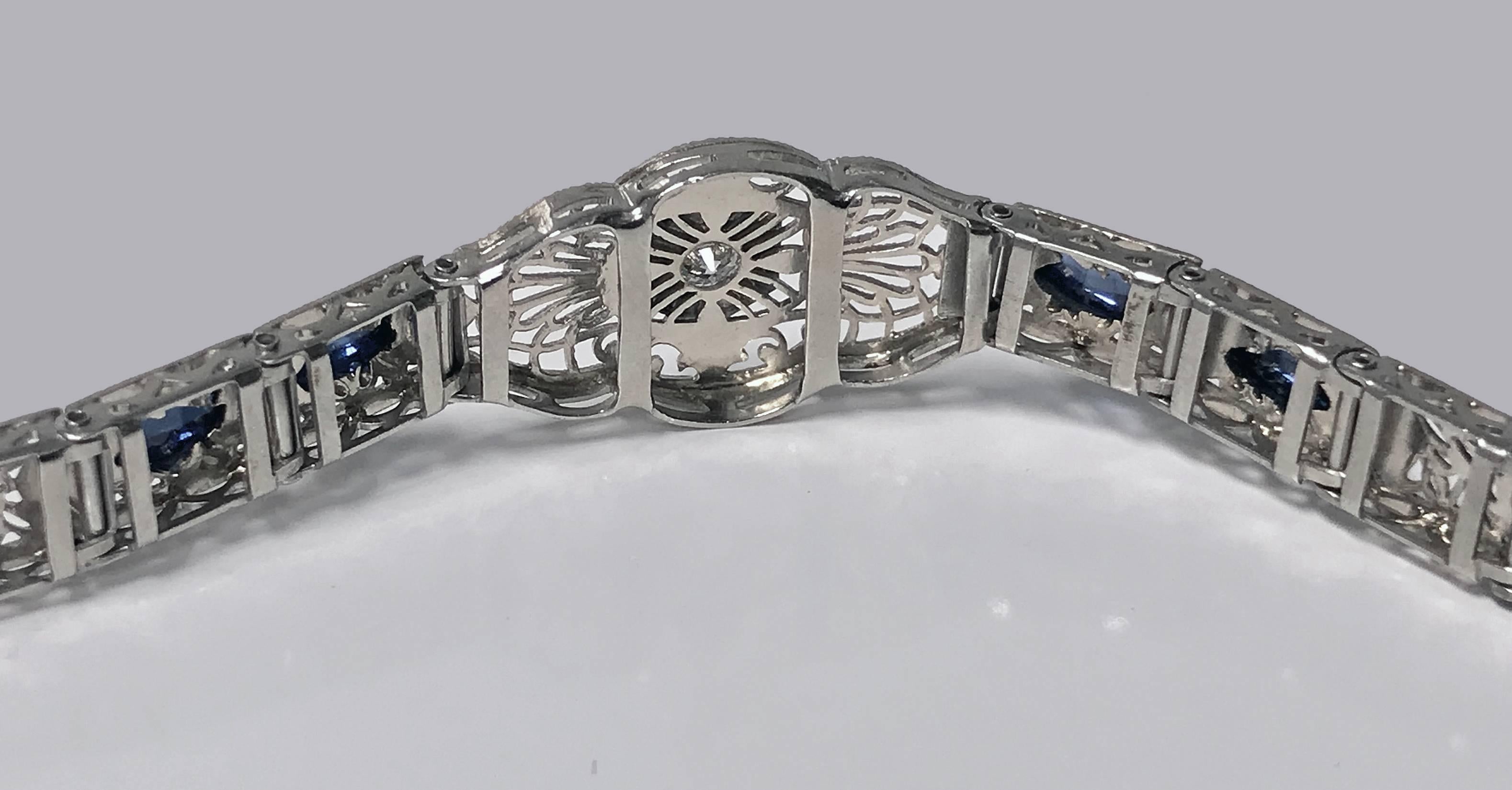 Women's Art Deco Diamond Platinum Gold Bracelet, circa 1930