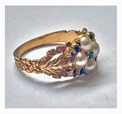 Georgian Emerald and Pearl Ring 18 Karat, English, circa 1830
