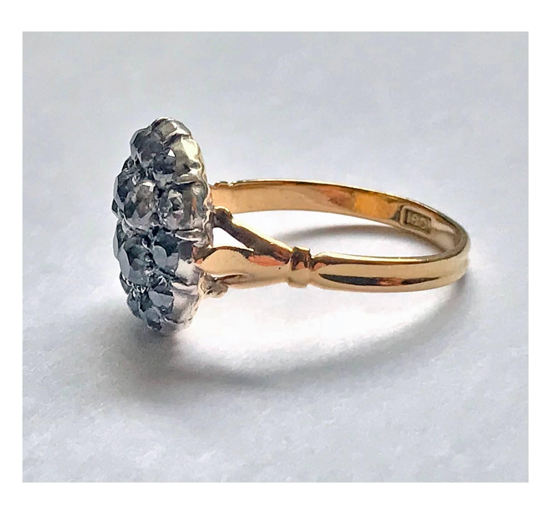 Georgian Diamond Cluster Ring, English, circa 1800 In Good Condition In Toronto, ON