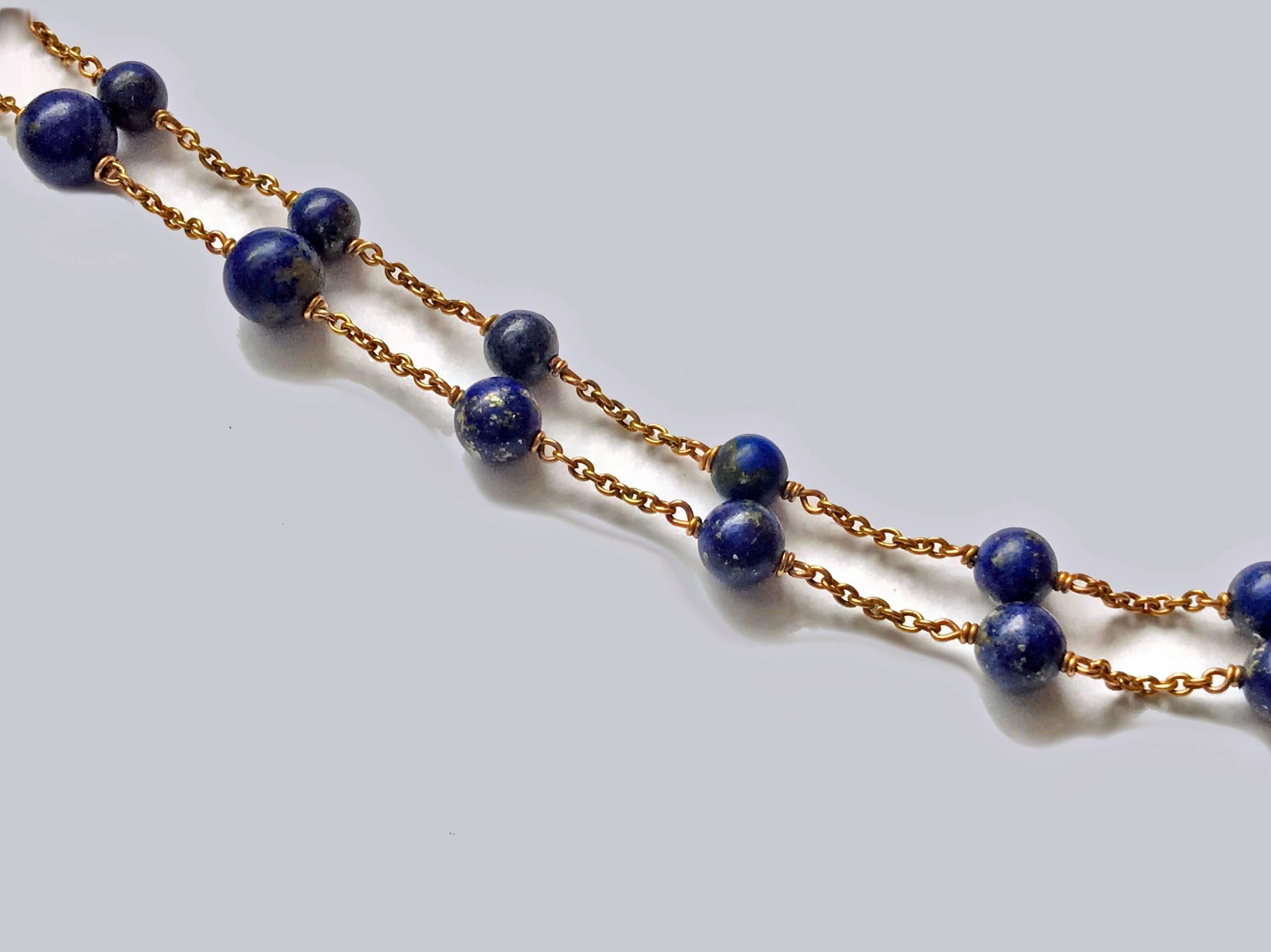 19th Century Lapis Lazuli and Gold Necklace, circa 1875 In Good Condition In Toronto, ON