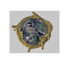 Fine 18K Reverse Intaglio Painted Crystal Pendant Brooch