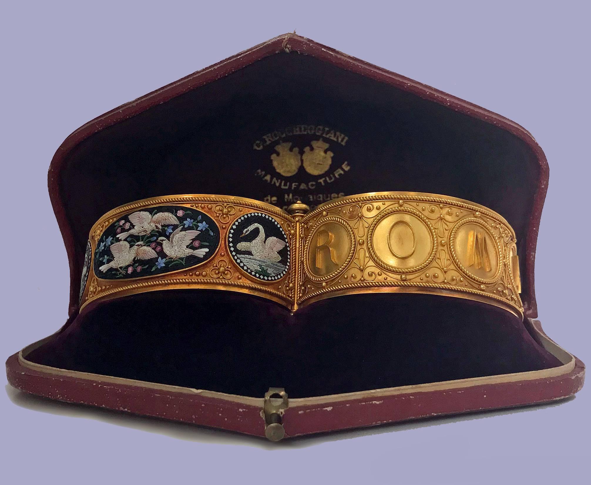 Antique Victorian Rare Mint Cesare Roccheggiani Gold Mosaic Bangle Bracelet 2