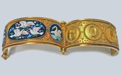 Antique Victorien Rare Menthe Cesare Roccheggiani Or Mosaïque Bracelet Bangle