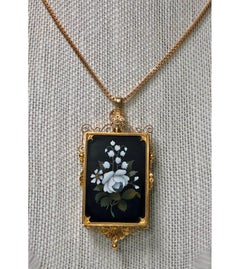 Antique Gold Pietra Dura Pendant Brooch, Italy, circa 1875