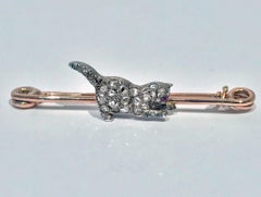 Antique Diamond Cat Brooch, Continental, circa 1890