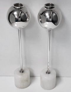 Midcentury Christofle Rare Design Candlesticks, Convertible to Vases