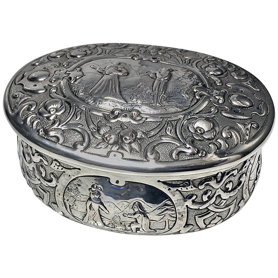 19th Century Large German Hanau Silver Box