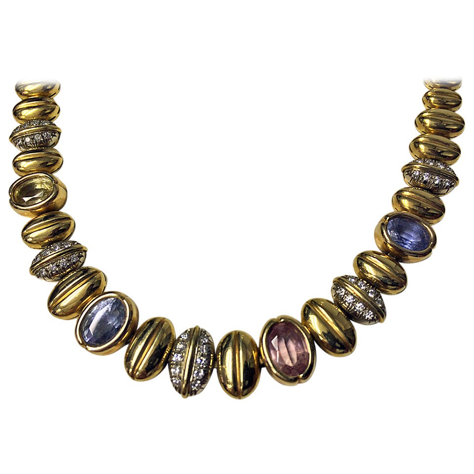 Sapphire Diamond Gold Coffee Bean Necklace at 1stDibs coffee diamond