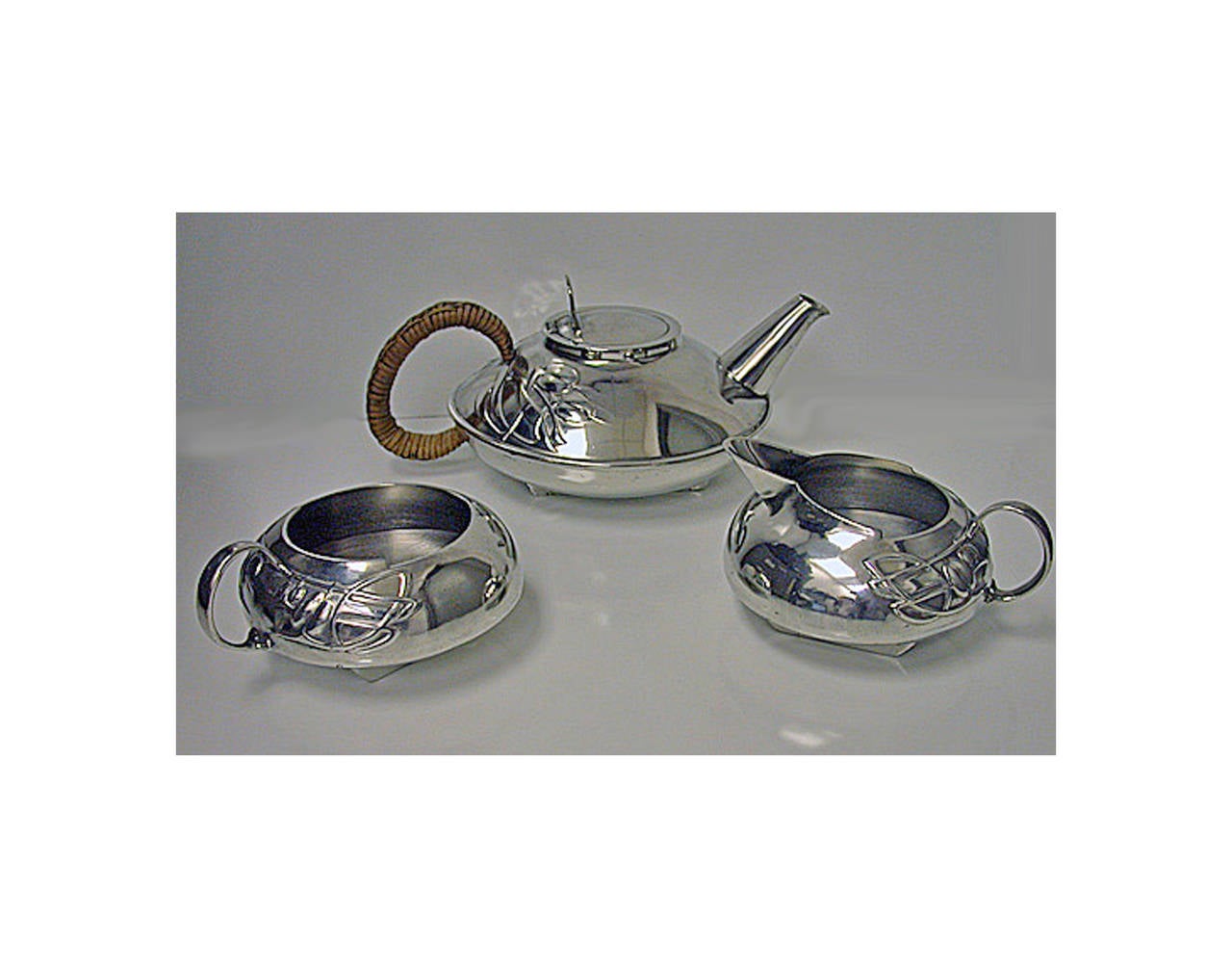 pewter tea set with tray