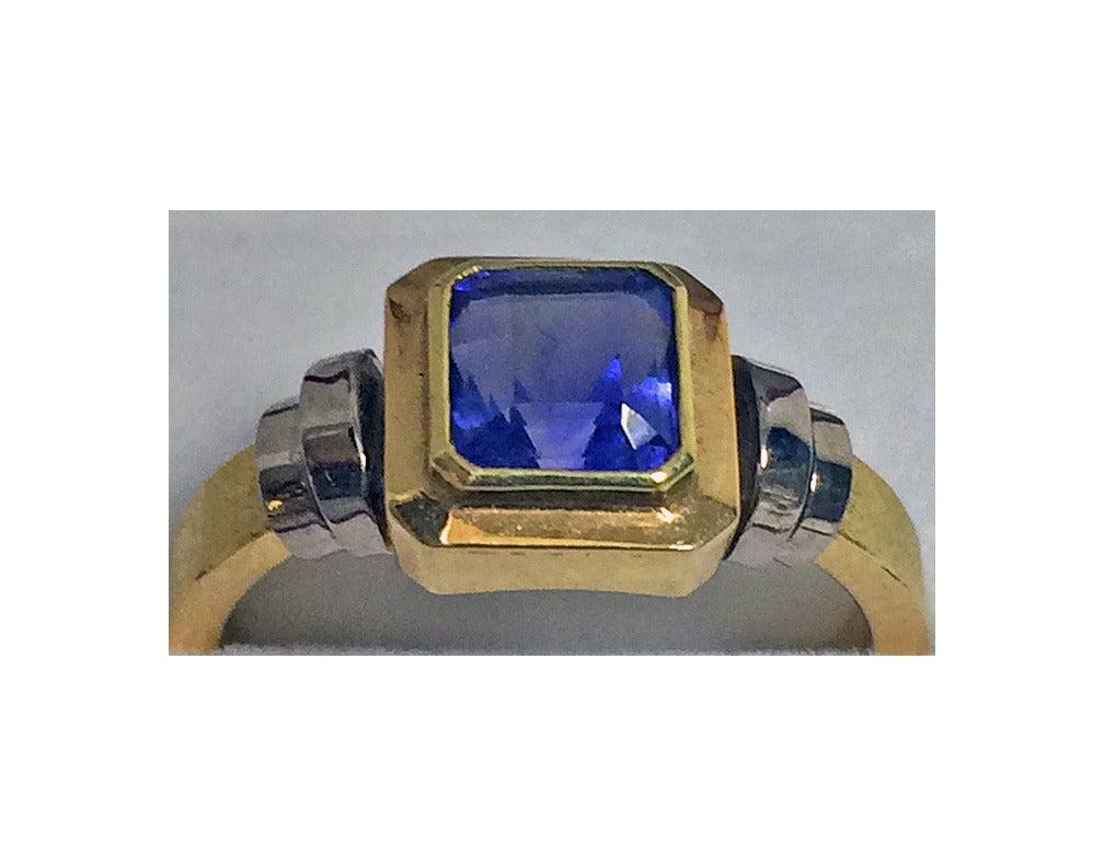 Women's Tanzanite Two Color Gold Ring