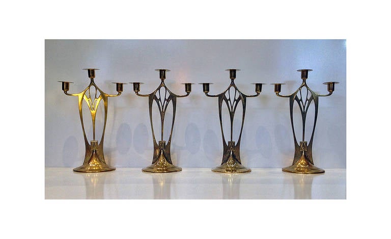 Set of 4 WMF Jugendstil Secessionist Art Nouveau Candelabra C.1900 4