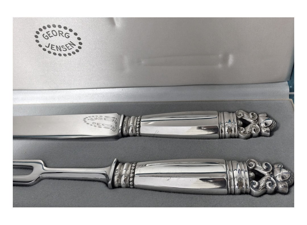 Georg Jensen Acorn Serving Carving Set. In Excellent Condition In Toronto, ON