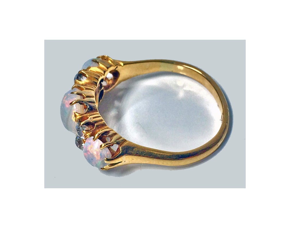 Women's Antique English  Opal and Diamond Ring